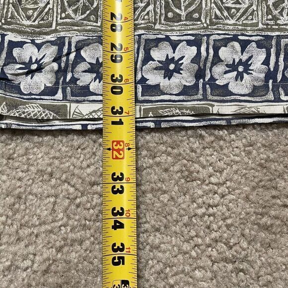 Woolrich Shirt Adult Extra Medium Green Blue Floral Hawaiian Short Sleeve Mens - Picture 7 of 9